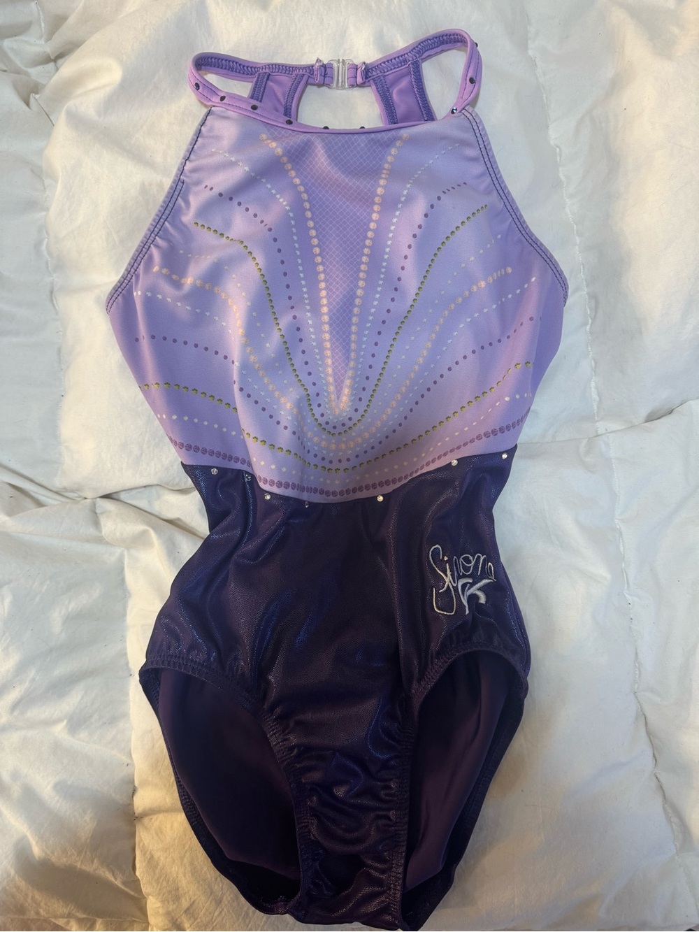 Girls' Lavender High-Neck Gymnastics Leotard